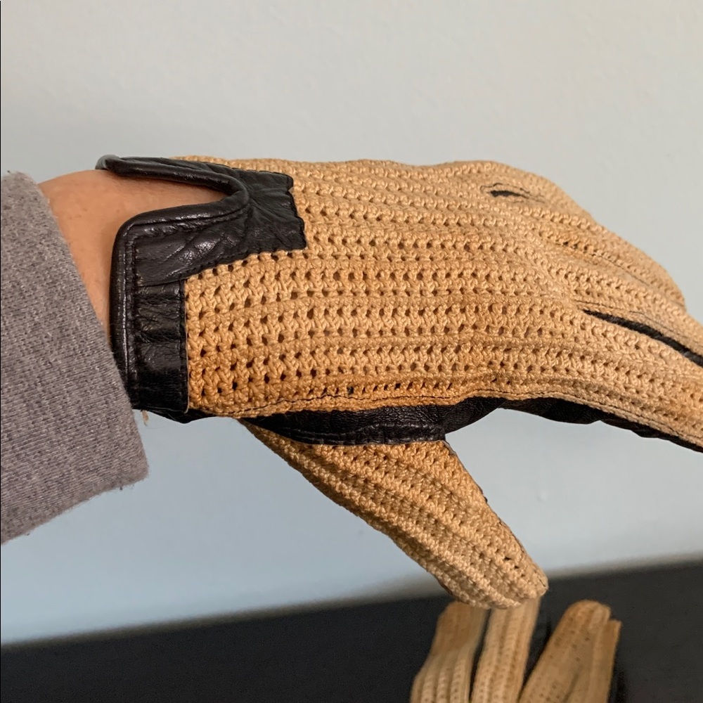 Vintage Dents Crochet & Leather Driving Gloves size 8 1/2 - Picture 4 of 9